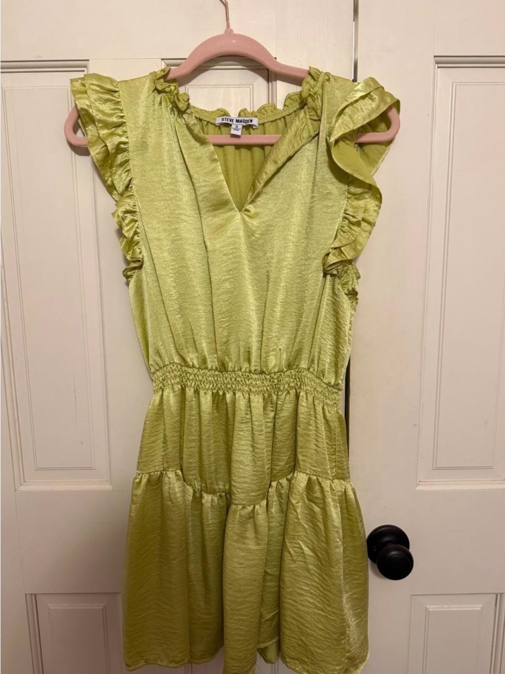Steve Madden Lime Green Ruffle Tiered Dress